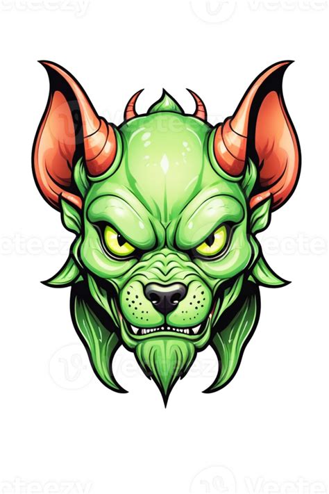 AI generated Green devil dog head mascot illustration 37148355 PNG