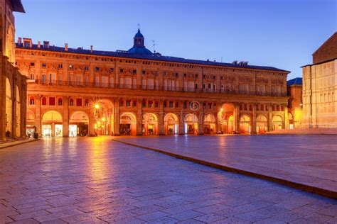 Bologna. Maggiore Square at Night. Stock Photo - Image of night, area ...