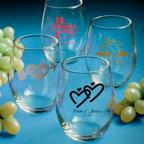 Personalized Stemless Wine Glasses Wedding Favors #1180875 - Weddbook