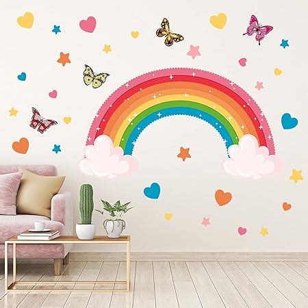 Amazon Rainbow Wall Decals Wich Clouds Peel And Stick Removable