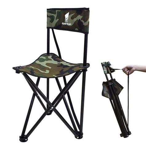 GEERTOP Portable Folding Tripod Stool with Backrest Lightweight Outdoor ...