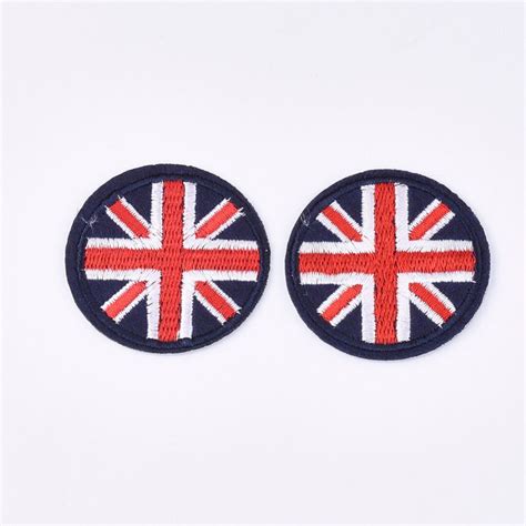 Small Union Jack Patch Mini Round Embroidered Cloth Applique Iron On