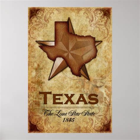 Texas The Lone Star State Poster Zazzle