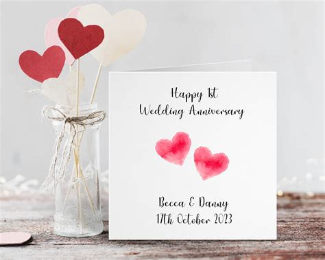 Happy 1st Anniversary Card Engraved 1st Wedding Anniversary Card I