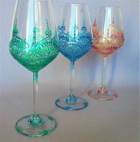 Hand Painted Wine Glasses Decorative Wine Glasses Wedding Wine