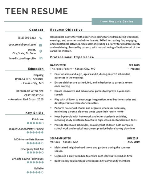 Resume For Teens Examples And Writing Tips 2024