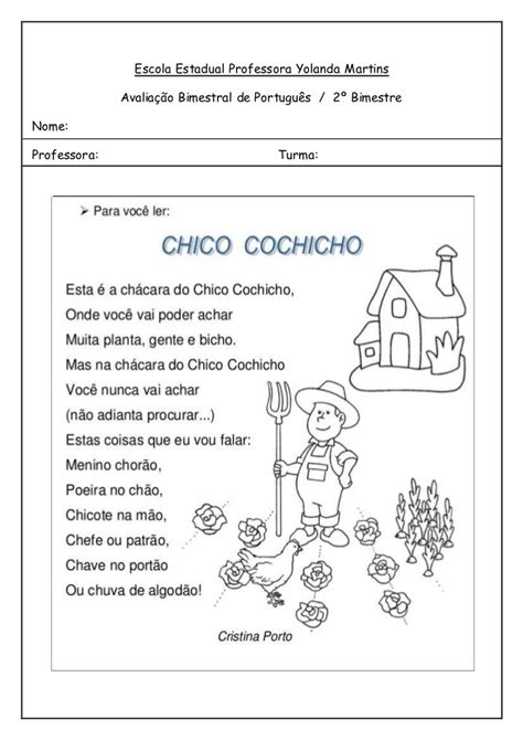 Avaliação De Portugues 3 Ano 2 Bimestre - AVALIAÇÃO DE PORTUGUÊS 3º ANO 2º BIMESTRE.