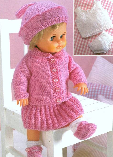 Vintage Knitting Pattern PDF Dolls Clothes Jacket Skirt Beret Vest