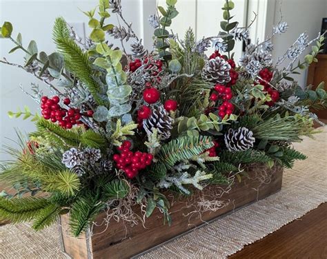 christmas centerpiece flower crate arrangement  christmas tall