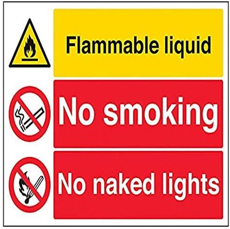 V Safety Flammable Liquid No Smoking No Naked Lights Warning Sign