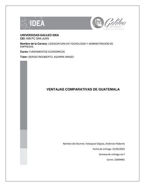 Ventajas Comparativas UNIVERSIDAD GALILEO IDEA CEI IMB PC SAN JUAN