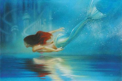 The Littler Mermaid Underwater Princess Ariel John Rowe World Wide Disney Fine