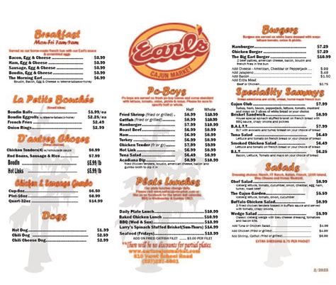 Earls Deli Menu Final Earl S Cajun Market