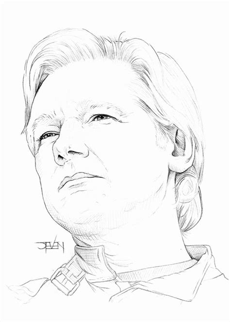 Julian Assange Line Drawing