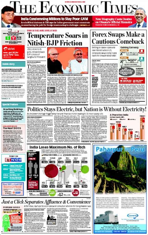 Newspaper The Economic Times India Newspapers In India Thursdays