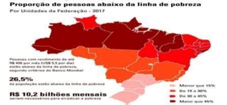 Observe o mapa a seguir como a pobreza está distribuída pelas Unidades