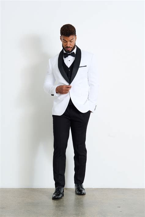 Suitor White Tuxedo With Black Lapels Suitor