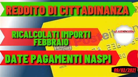 REDDITO DI CITTADINANZA RICALCOLATI IMPORTI DI FEBBRAIO NASPI ECCO