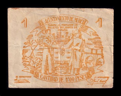 Espa A Billete Local Guerra Civil Murcia Peseta Mbc Vf