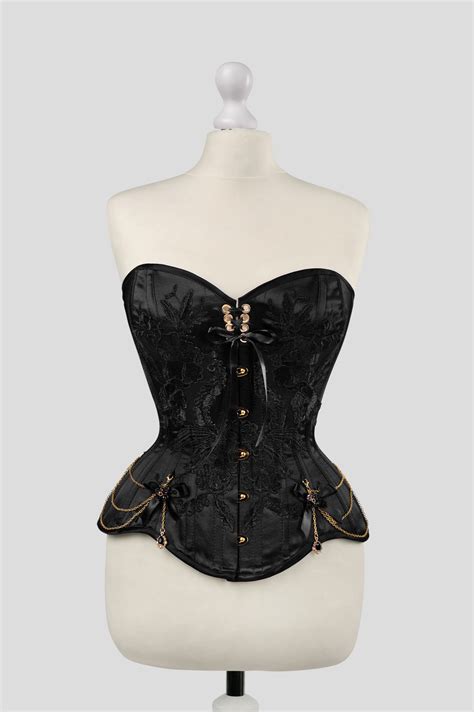 Corset Overbust Black And Gold Rebel Madness