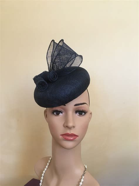 Navy Blue Wedding Hat Navy Hat Navy Fascinator Hats And Etsy