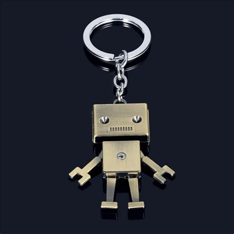 2018 Vintage Robot Keyring Key Holder Split Rings Unisex Keychain