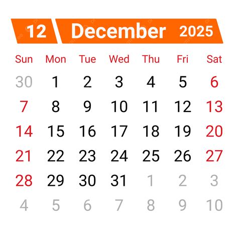 Calendário Dezembro De 2025 Vetor PNG , Dezembro De 2025, Calendário ...