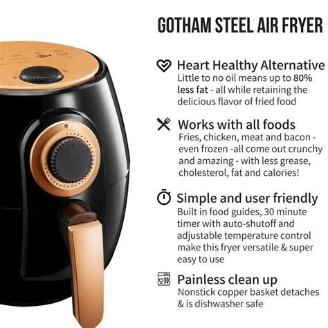 Gotham Steel 4 Qt Air Fryer Small Air Fryer With Nonstick Copper Coating Oil Free Healthy Air