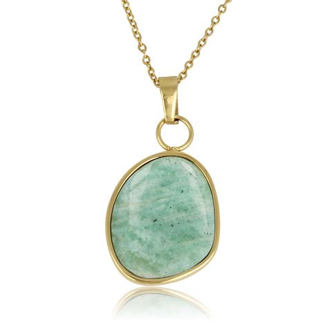 Gold Necklace With Creative Amazonite Pendant My Bendel