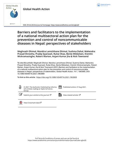 Pdf Barriers And Facilitators To The Implementation Of A National