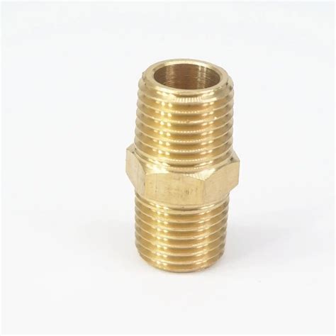 1 4 BSPT X 1 4 NPT Male Hex Nipple Reducer Brass Pipe Fitting