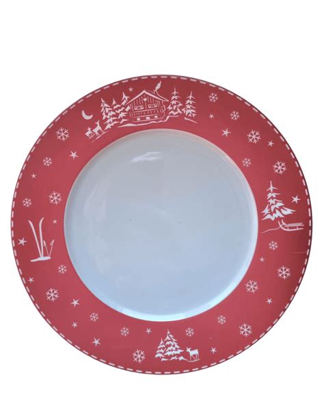 Assiette Dessert Porcelaine Chalet Rouge Cm