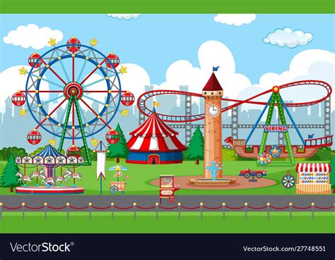 An Outdoor Funfair Scene Royalty Free Vector Image