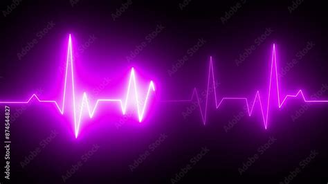 Neon Heartbeat On Black Isolated Background K Seamless Loop Animation