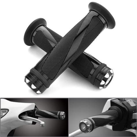 Astra Depot 2X Universal Jet Black Motorcycle Grips With Billet