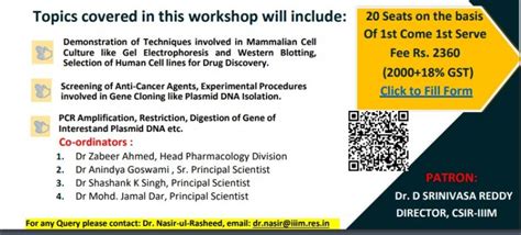 Csir Iiim Is Holding A Three Day Workshop On Gene Cloning And Cell