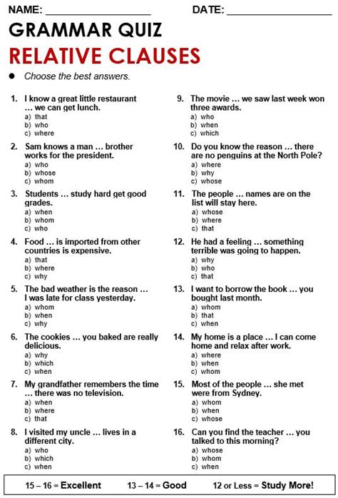 Relative Clauses Exercises RELATIVE CLAUSES Exercises ESL Worksheet