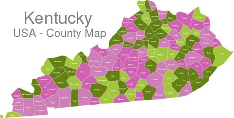 Kentucky Counties interactive Javascript Map | javascript-map.com