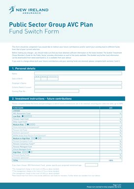 Fillable Online Public Sector Group Avc Plan Fund Switch Form New