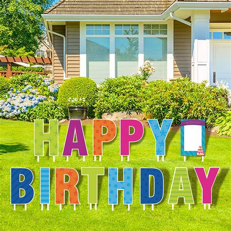 Buy Gft Large Happy Birthday Yard Sign With Stakes 16 Inch Custom Lawn