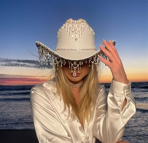 Iridescent Rhinestone Fringe Cowboy Hat Majestic Etsy Cowgirl