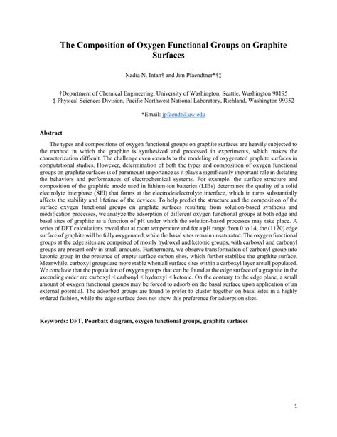 Pdf The Composition Of Oxygen Functional Groups On Graphite Surfaces