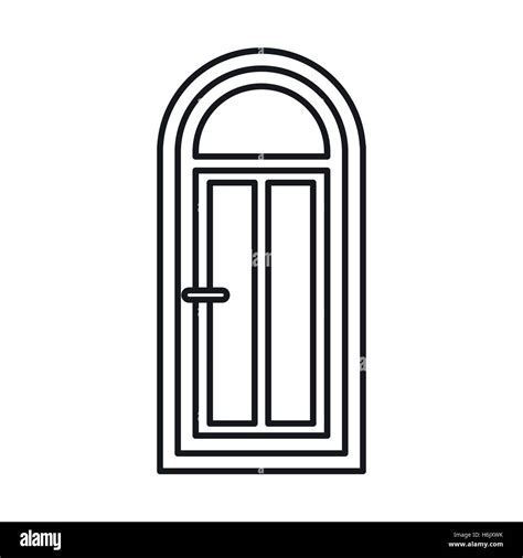 Arched Wooden Door With Glass Icon Stock Vector Image And Art Alamy