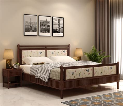 Buy Skyline Upholstered Bed Without Storage King Size Walnut Finish