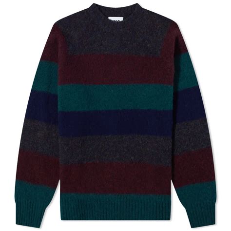 Ymc Suedehead Stripe Crew Knit Multi End Au