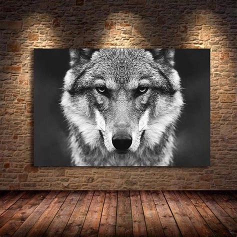 NANWAD Tête De Loup Nordique Mur Art Photos Animaux Sauvages Affiches