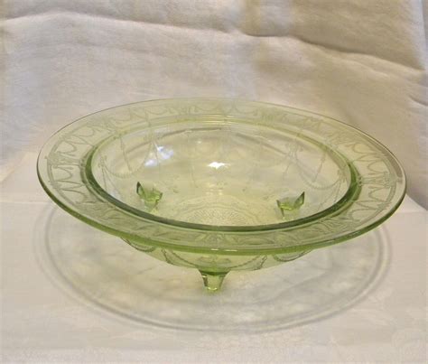 Vintage Anchor Hocking Depression Glass Cameo Green Ballerina 3 Footed Bowl Antique Price