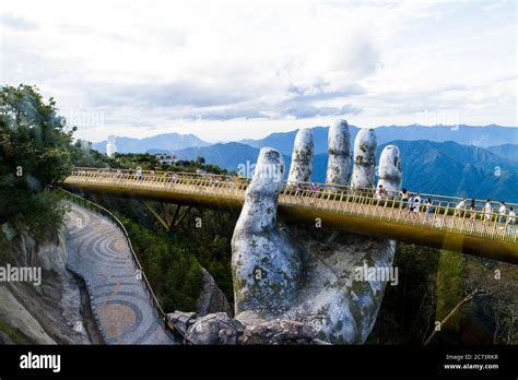 The Golden bridge on sky for walking in Ba Na hills, Da Nang, Vietnam ...