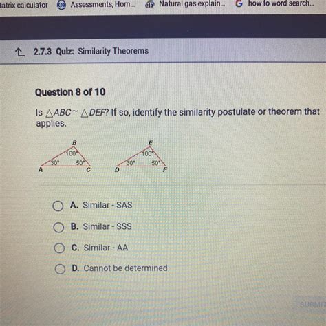 Aa Similarity Theorem Worksheet