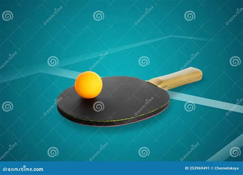 Blue Ping Pong Or Table Tennis Racket Vector Illustration